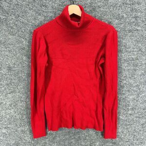 Cato Sweater Pullover Women 18/20W Plus Red Knit Long Sleeve Turtleneck Rayon
